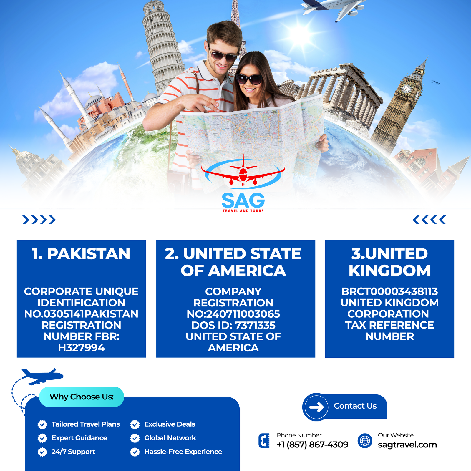 Blue and White Modern Travel Agency Instagram Post